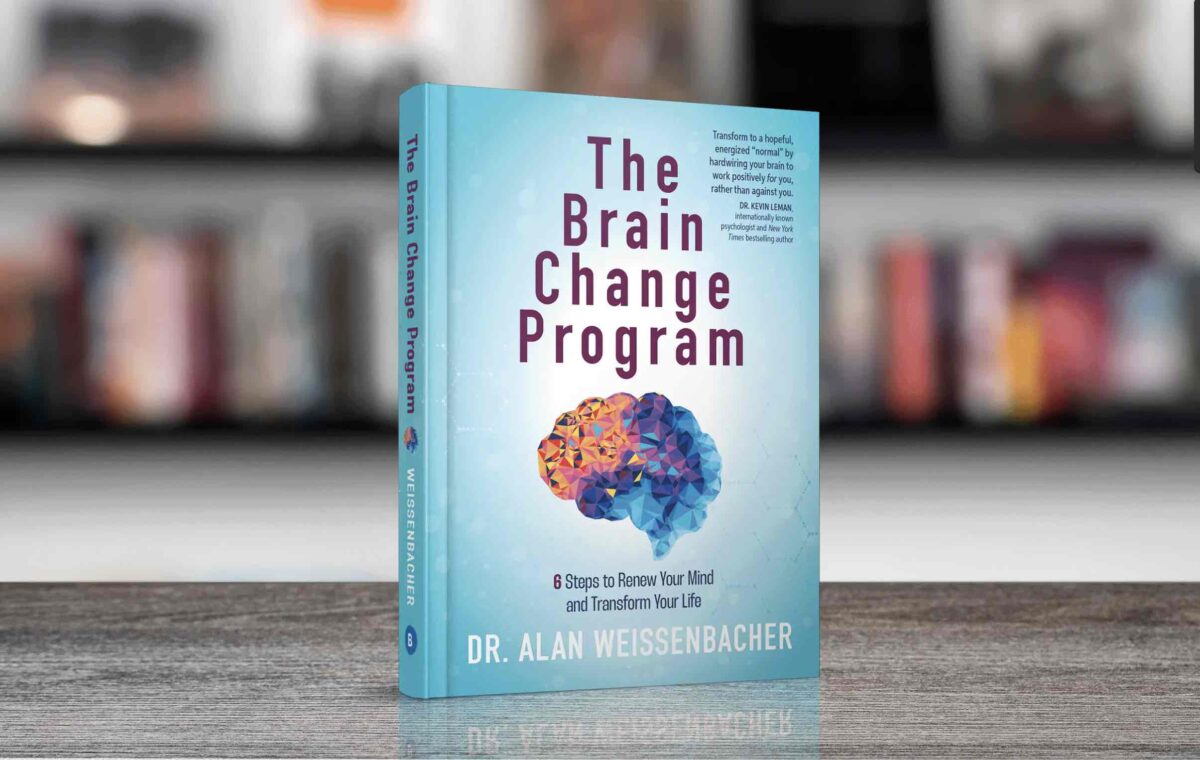 Jesus Calling podcast 421 featuring Dr Alan Weissenbacher Carolyn Weber - shown here is Dr. Weissenbacher's THE BRAIN CHANGE PROGRAM book cover